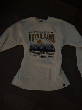 University of Notre Dame White Crewneck Sweatshirt - Fighting Irish Graphic